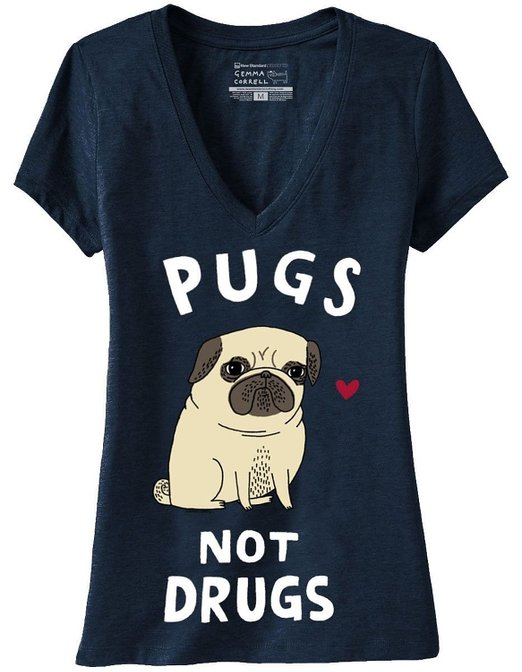v-neck pug shirt funny