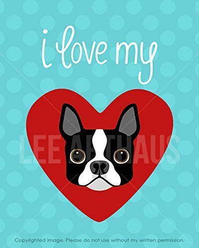 I heart boston terrier poster buy