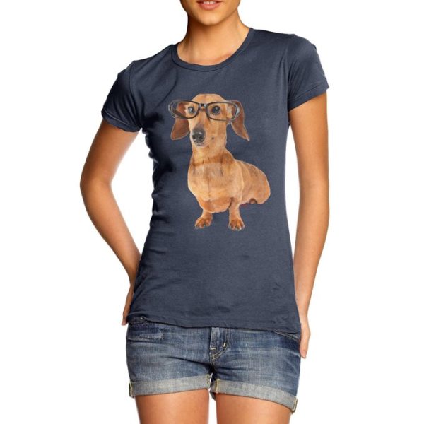 women's sausage dog glasses shirt