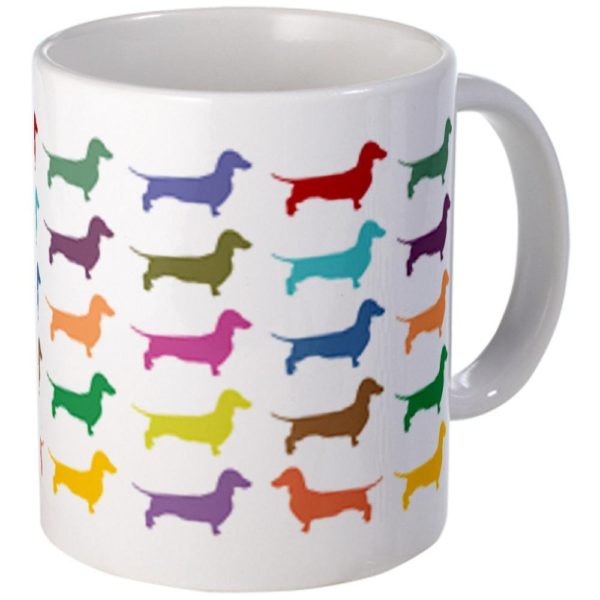 weiner dog patterned mug