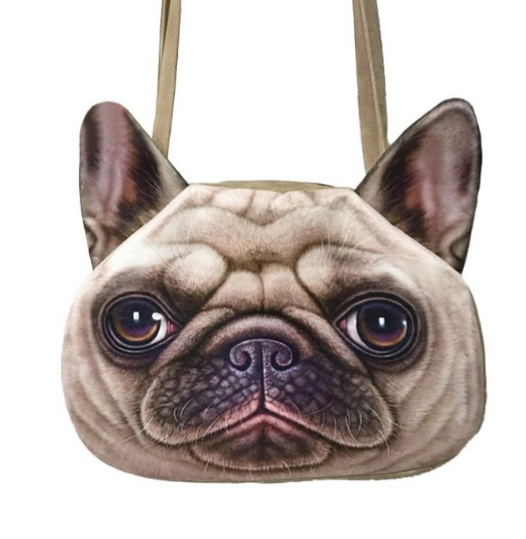 pug realistic face handbag