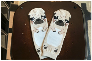 pug dog socks - face