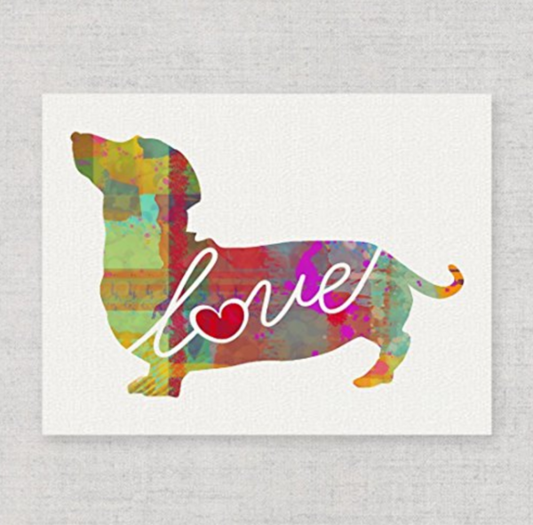 love dachshund heart love text frame print